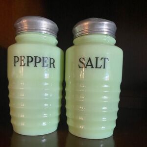 Vintage Green Salt and Pepper Shakers